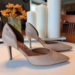 Calvin Klein D’Orsay Leather Pumps Women’s US 6.5 M Blush Nude Pointed Toe Heels